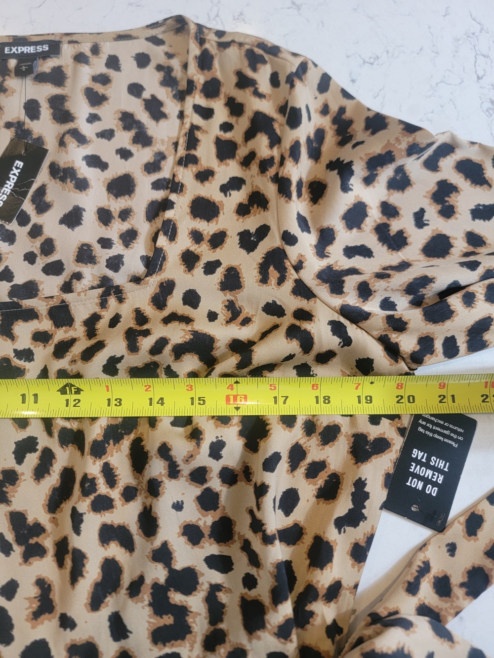 Express Leopard Print Long Sleeve Wrap Dress in Tan and Black - Picture 11 of 13